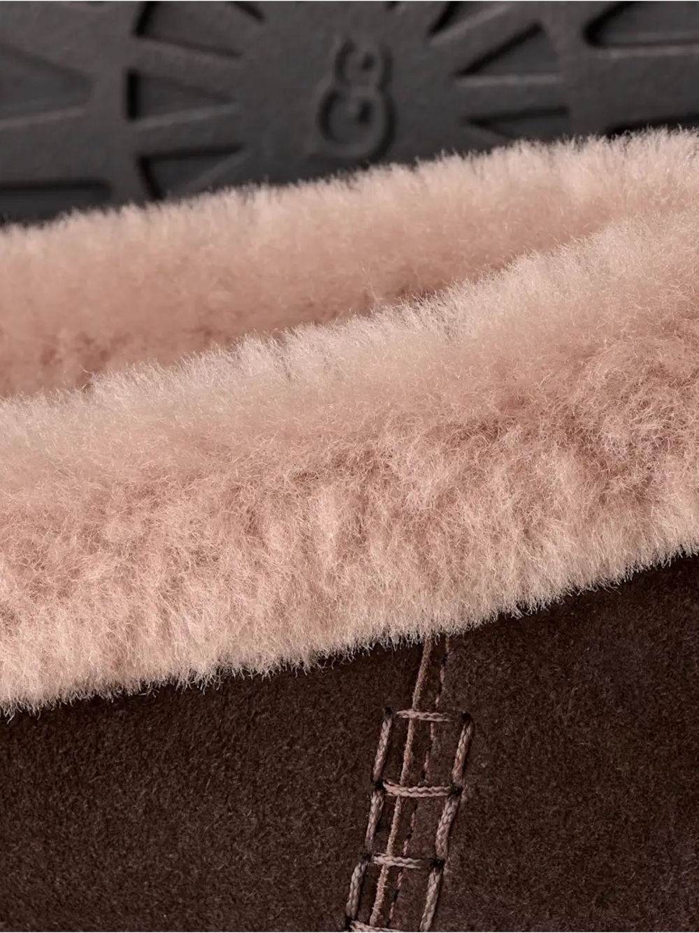 UGG Women’s Slip-On Flats with Blush Plush Lining - Brown Exterior - Picture 3 of 7